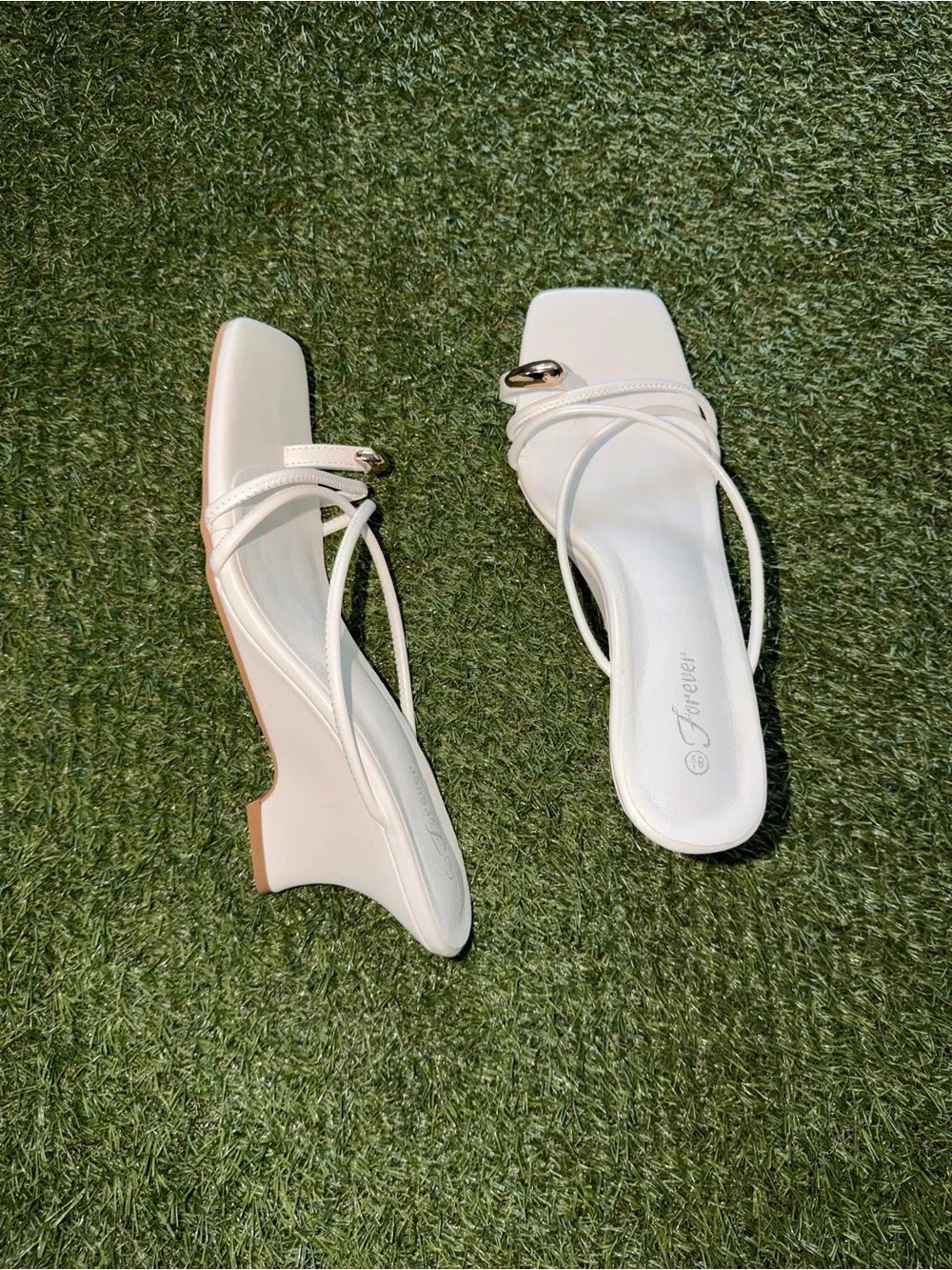 Forever White Strappy Heels – Size 8.5